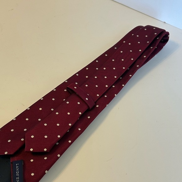 Lot of 2 Preppy Land’s End Silk Ties-Classic Burgundy Dotted and Green Striped - Picture 5 of 10